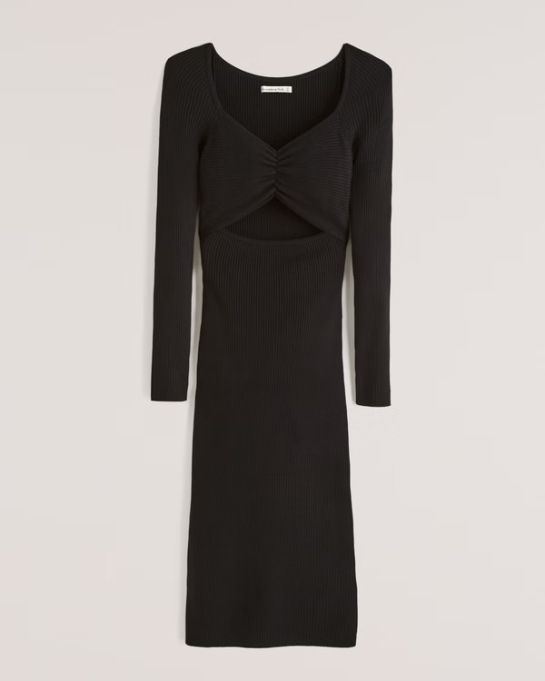 Cinched Front Cutout Midi Sweater Dress | Abercrombie & Fitch (US)