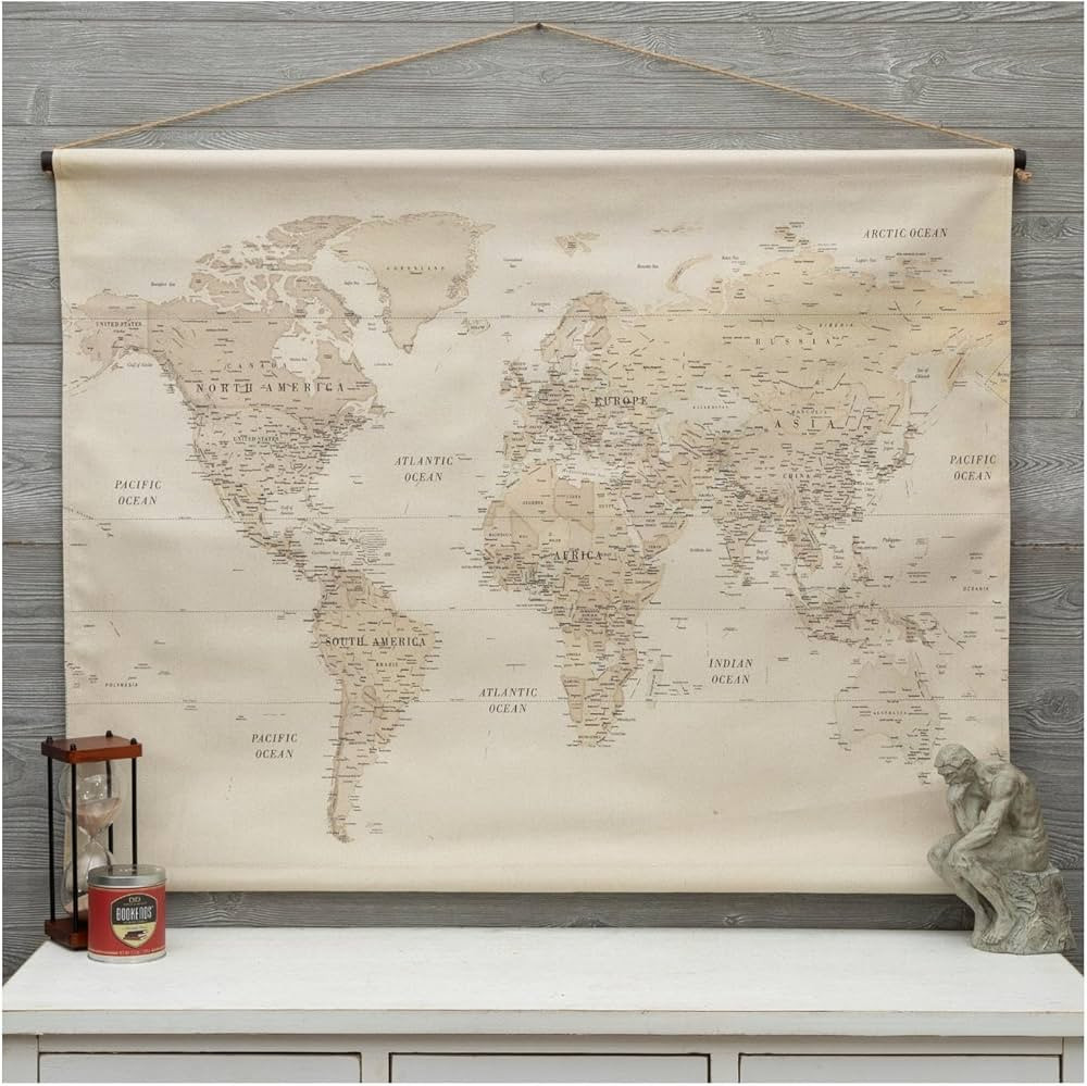 Hobby Lobby Vintage World Map Tapestry Wall Decor, Beige Canvas, 35 x 47 inches | Amazon (US)