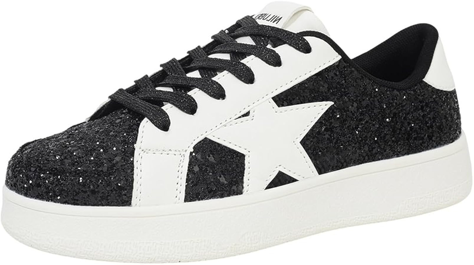 Niluber Women's Fashion Star Sneaker Low Top Comfortable Cushioned Fashion Sneakers Lace Up Glitt... | Amazon (US)