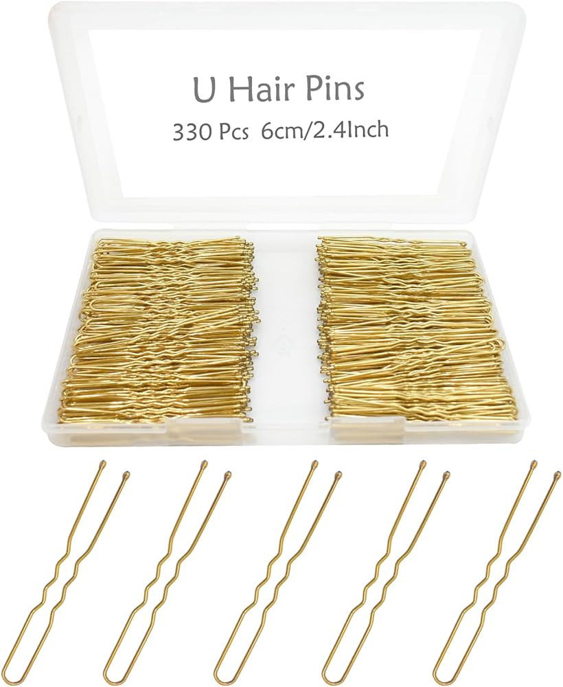 330 Count U Shaped Hair Pins Blonde, YINGFENG 2.4inch Gold Bun Pins Bun Hair Pins for Women Girls... | Amazon (US)