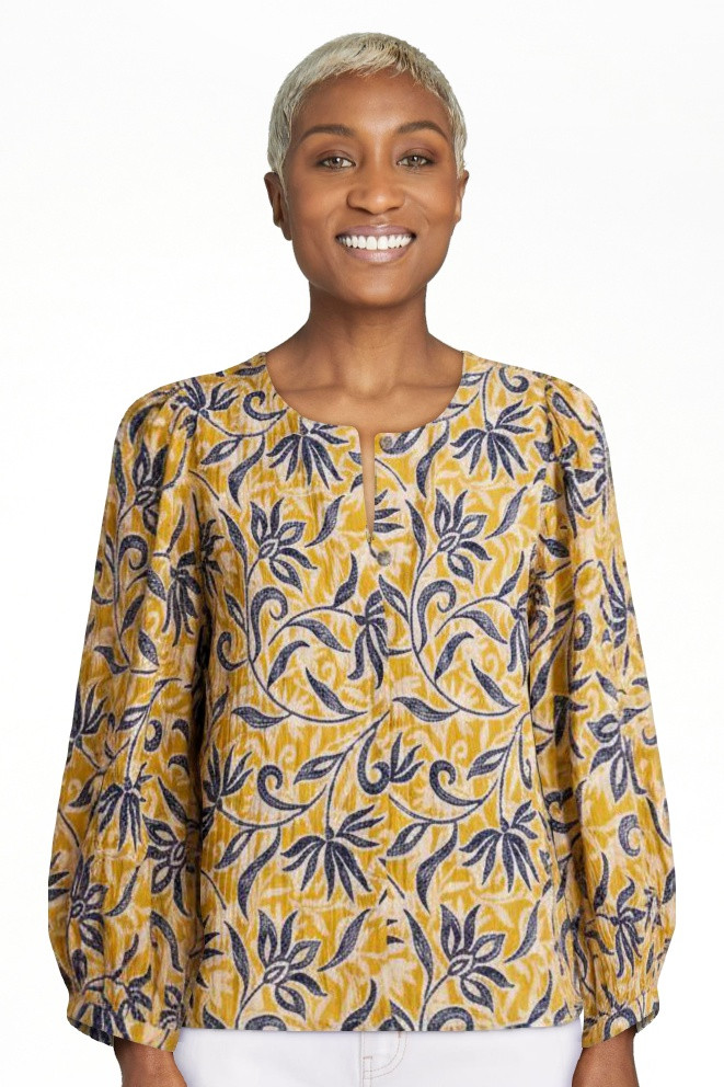 Scenario Women's and Women's Plus Blouse with 3/4-Length Puff Sleeves, Sizes XS-4X | Walmart (US)