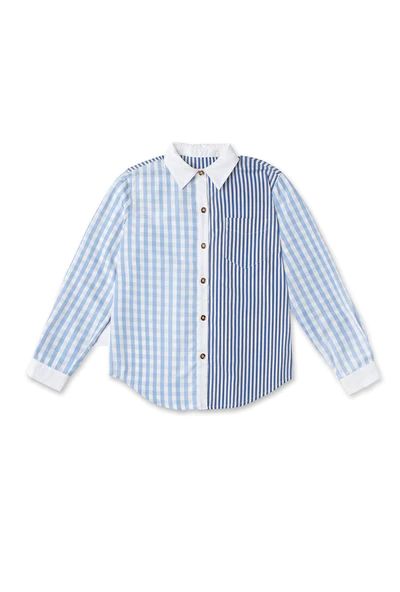 Mel Mixed Button Down Shirt - Blue Stripe | Shop BURU
