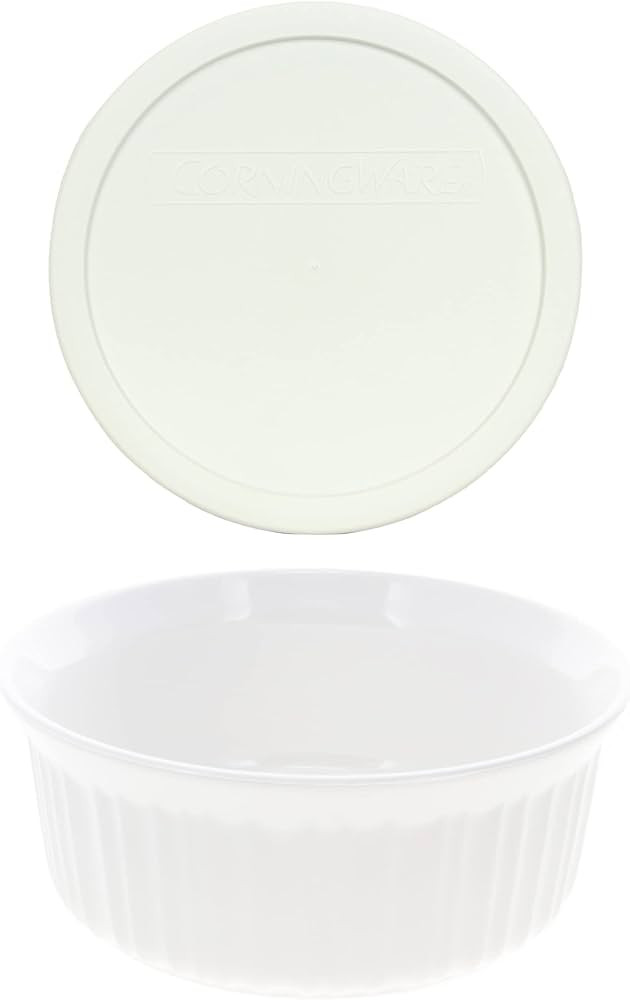 CorningWare FS5 1.5qt Round French White Casserole Dish & F-5-PC 1.5qt French White Plastic Lid | Amazon (US)