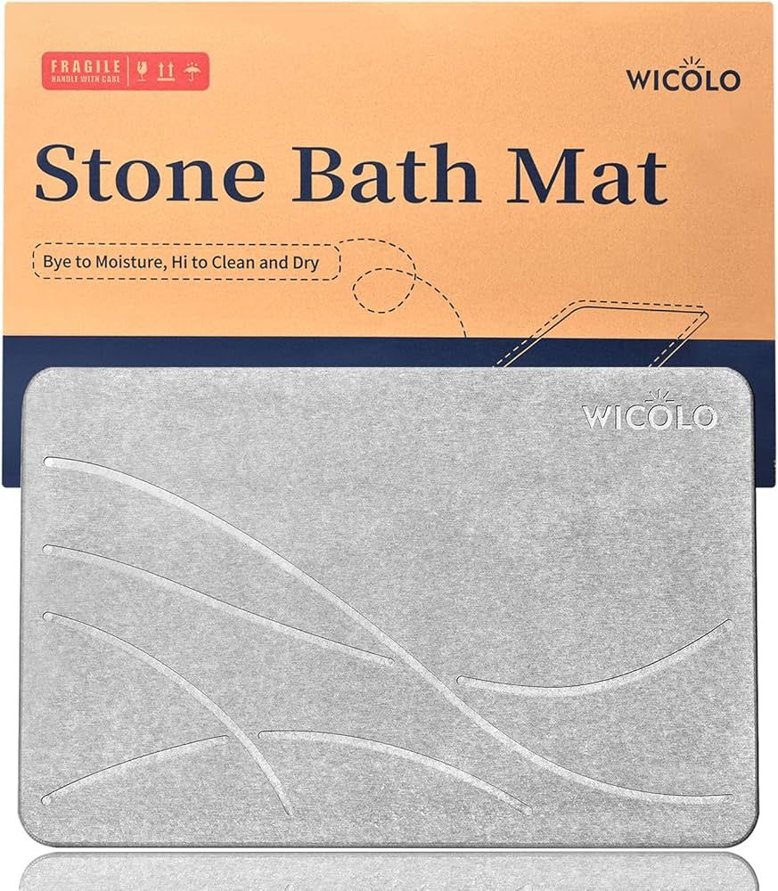 WICOLO Stone Bath Mat, Diatomaceous Earth Shower Mat Non Slip Instantly Removes Water Drying Fast... | Amazon (US)