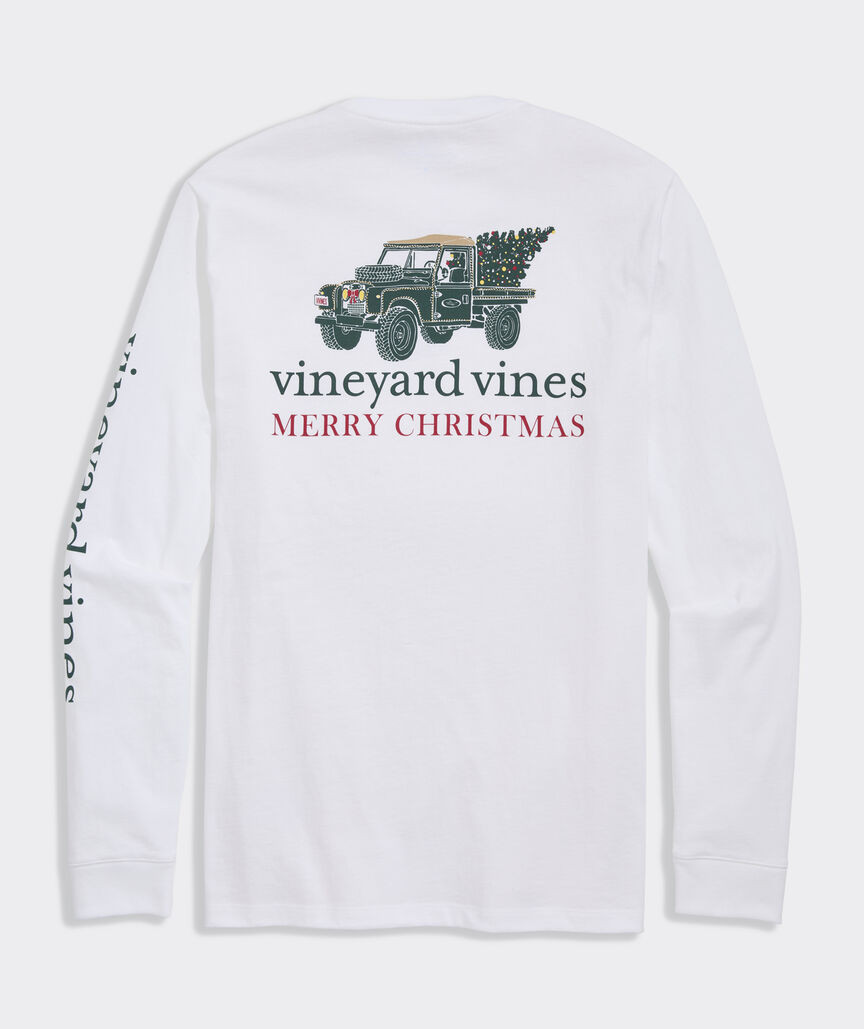 Vintage Rover Christmas Tree Long-Sleeve Pocket Tee | vineyard vines