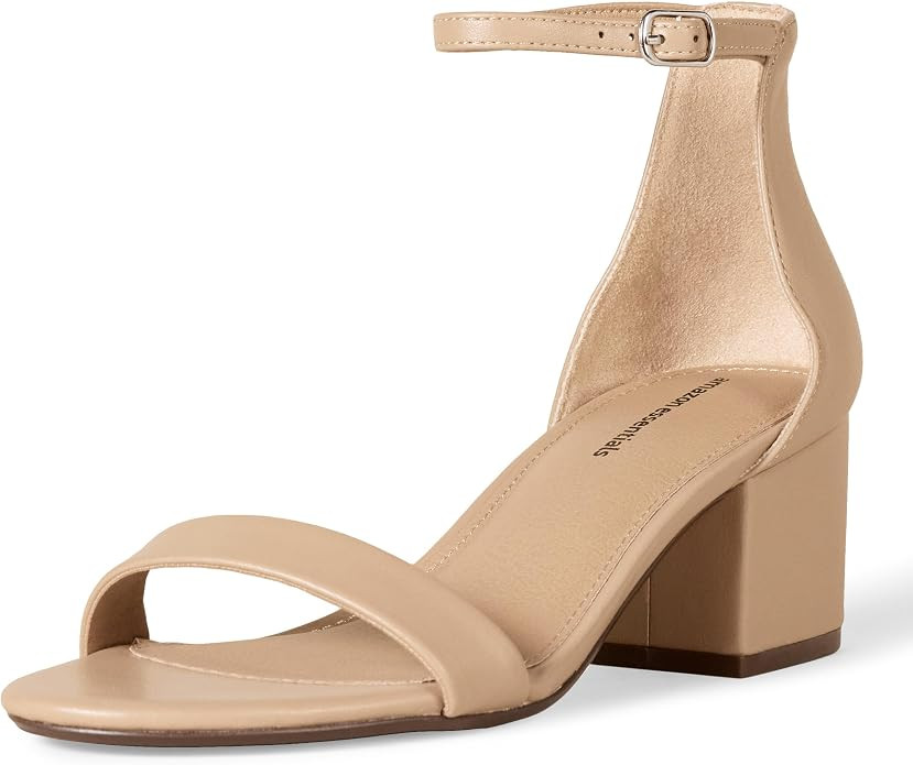 Amazon Essentials Women's Two Strap Heeled Sandals with Adjustable Ankle Strap, Padded Memory Foa... | Amazon (US)