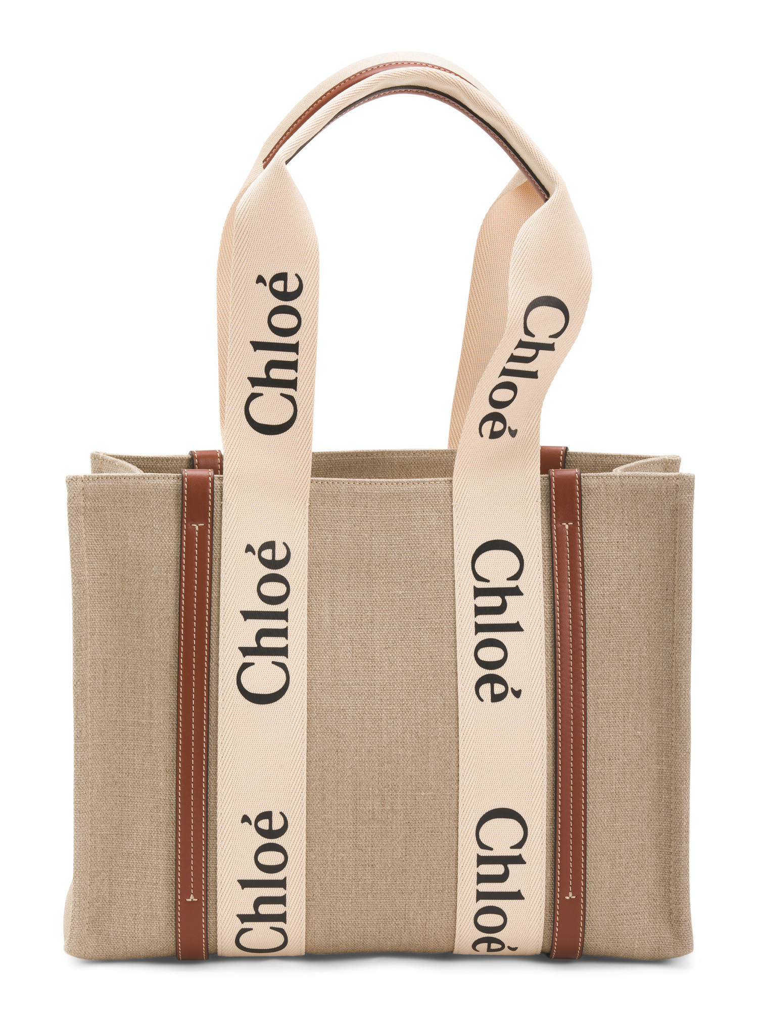 Made In Italy Linen Medium Woody Tote With Leather Trim | TJ Maxx