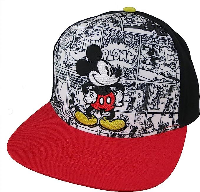 Disney Mickey Mouse Comics Adult Baseball Cap [6013] Red and Black | Amazon (US)