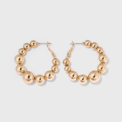 Ball Hoop Earrings - A New Day™ Gold: Nickel-Free Metal, Post Closure, 1.4" Length | Target