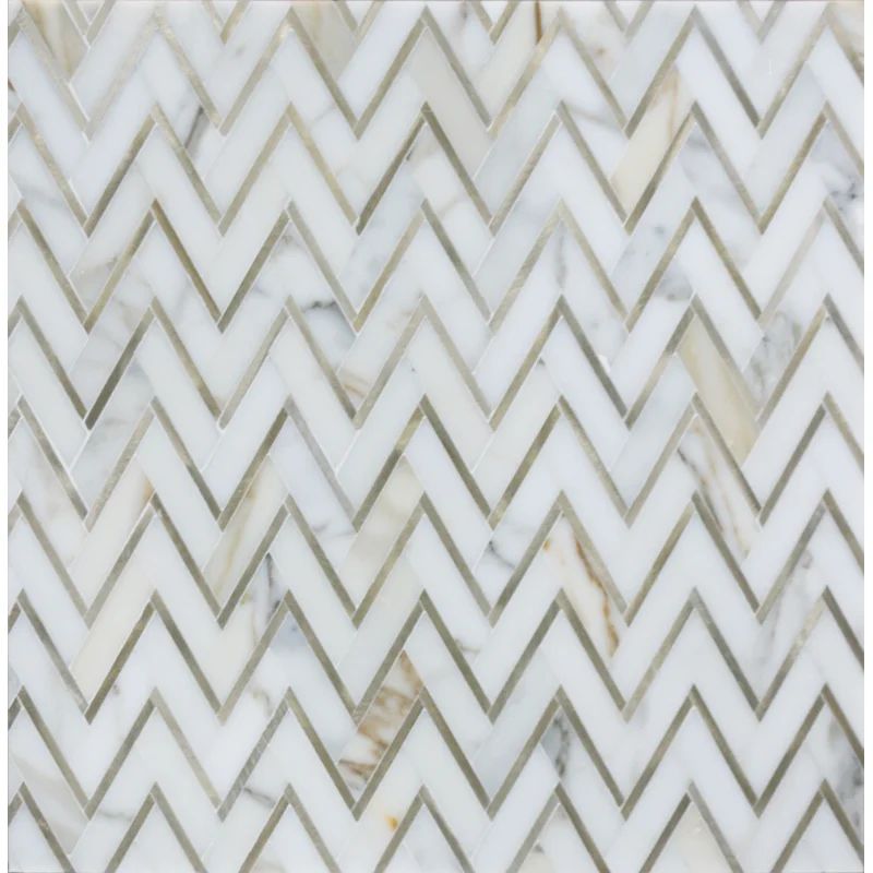 3" x 4" Marble Chevron Mosaic Wall & Floor Tile (Set of 5) | Wayfair North America
