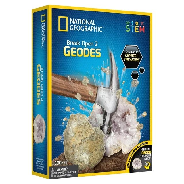 National Geographic Break Open 2 Geodes Science Kit for Child 8 Years and up, Includes Goggles | Walmart (US)