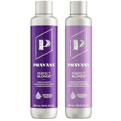 PRAVANA Perfect Blonde Toning Shampoo & Conditioner (10 oz DUO SET KIT) For unwanted brassy tones in blonde, silver, and highlighted hair | Target