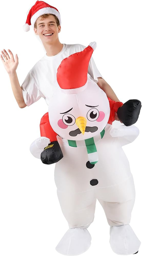 Christmas Inflatable Snowman Costume for Adults Ride On Snowman Blow Up Suit Funny Halloween Part... | Amazon (US)