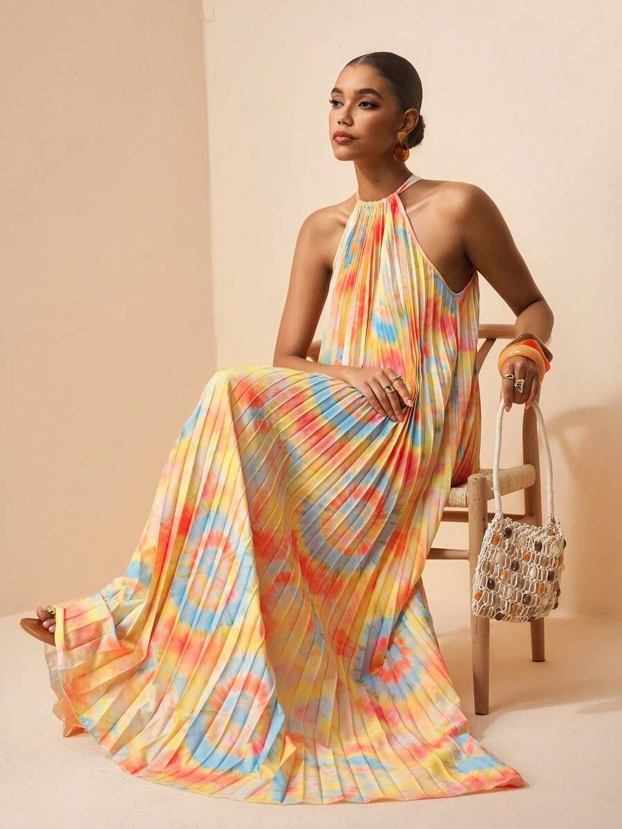 Zivah 2026 Spring/Summer New Bohemian Floral Ombre Gradient Print Sleeveless Ruffle A-Line Maxi D... | SHEIN