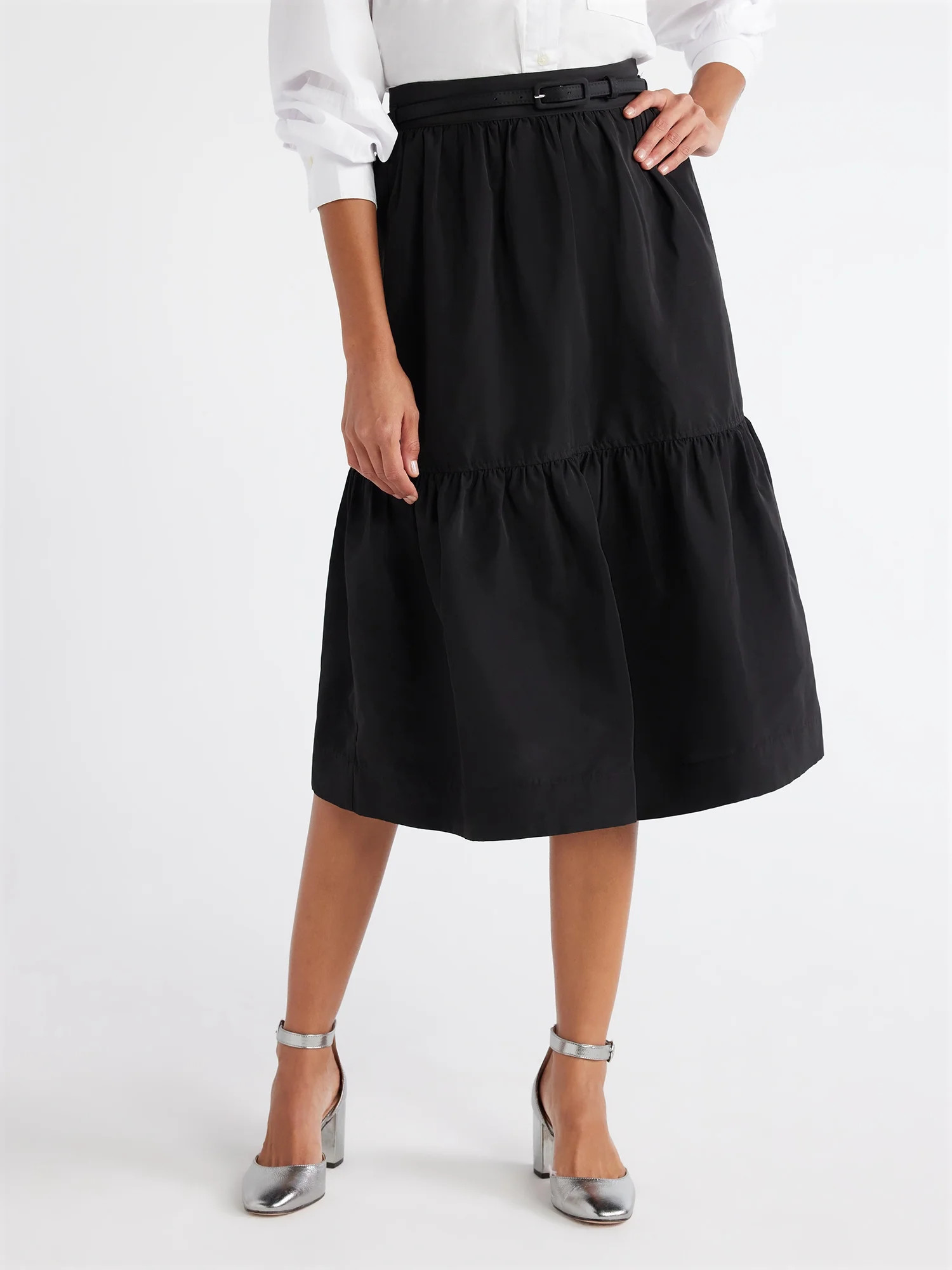 Free Assembly Women's Belted Midi Skirt, Sizes 0-22 | Walmart (US)