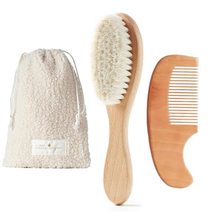 MYZI Baby Hair Brush Set – Baby Brush and Comb Set Newborn, Baby Comb and Brush Set Boy and Gir... | Amazon (US)