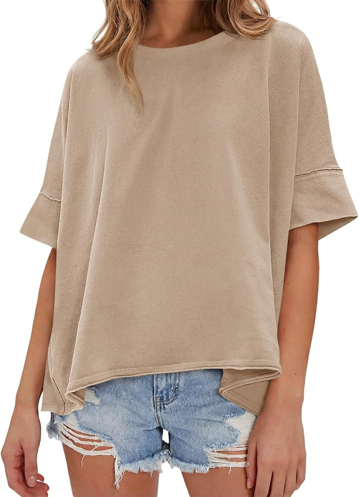 Tankaneo Womens Oversized T-Shirts Casual Summer Tees Short Sleeve Tops | Amazon (US)