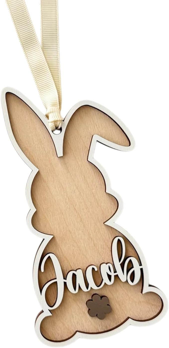 Personalized Bunny Easter Basket Tag, Custom Name Easter Basket Label, Kids Easter Gift Tag, Cute... | Amazon (US)