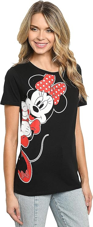 Disney Womens T-Shirt Eeyore or Minnie Mouse Lean in Side Print | Amazon (US)
