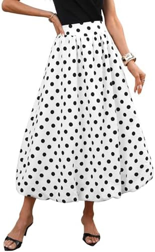 ELLEVEN Womens Bubble Maxi Long Skirt with Pockets Flowy Puffy Hem Elastic Waist Casual Lightweig... | Amazon (US)