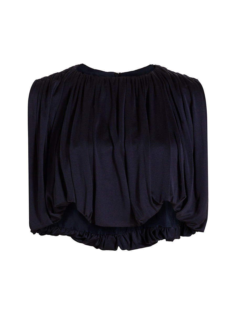 Women's Serena Silk Jersey Crop Top - Midnight - Size XS | Saks Fifth Avenue