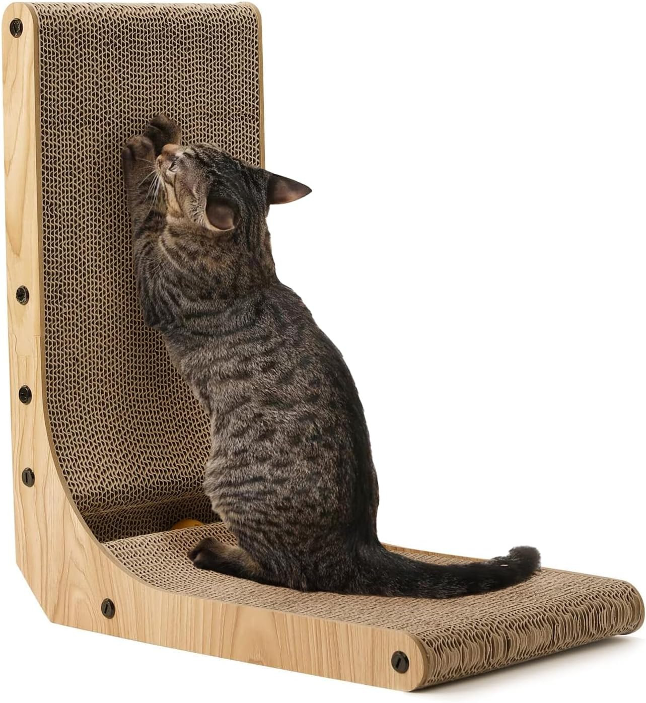 FUKUMARU Cat Scratcher, 18.7 Inch L Shape Cat Scratch Pad Wall Mounted, Cat Scratching Cardboard ... | Amazon (US)