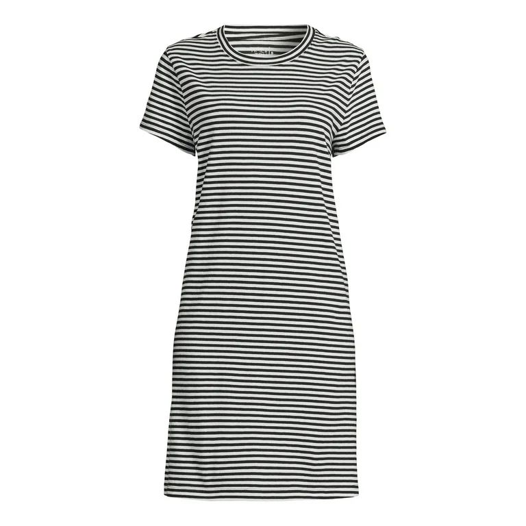 Time and Tru Women's Cotton T-Shirt Dress with Short Sleeves, Sizes S-XXXL | Walmart (US)