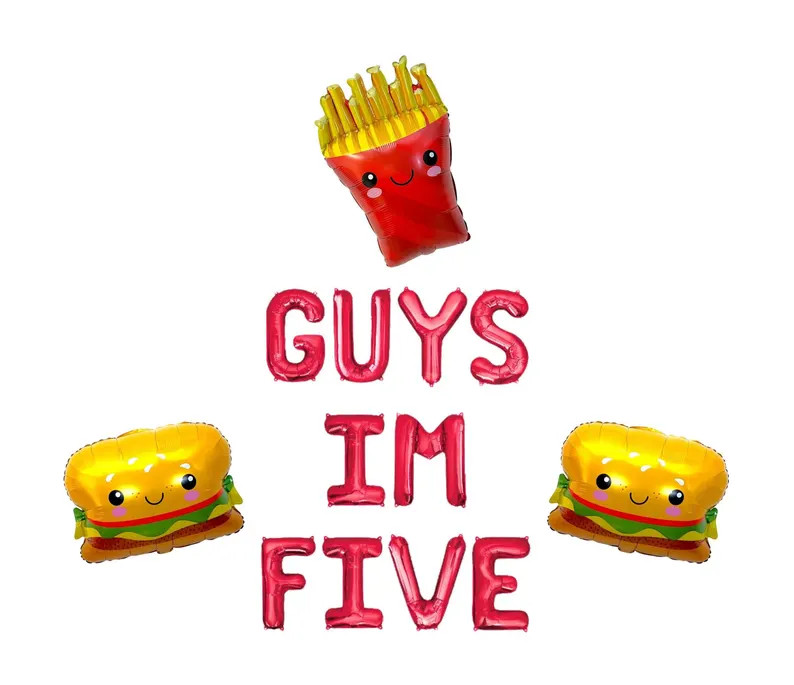 Guys I'm Five Letter Balloon Kit Summer Birthday Party Decorations Hamburger and Fries Balloons 5... | Etsy (Global)