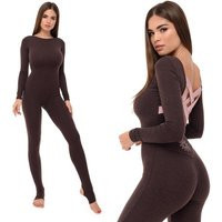 Brown Long Sleeve Cotton Bodysuit For Yoga, Pilates, Pole Dance, Aerial Gymnastics, Catsuit, Sports Jumsuit Women | Etsy (US)