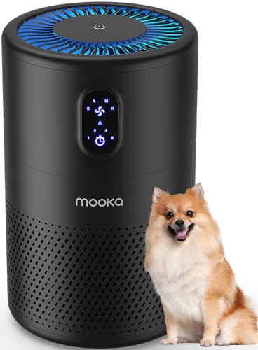 MOOKA Air Purifiers for Home Large Room up to 1076 ft², H13 True HEPA Air Filter Cleaner, Odor Eliminator, Remove Smoke Dust Pollen Pet Dander, Night Light(Available for California)-Black | Amazon (US)