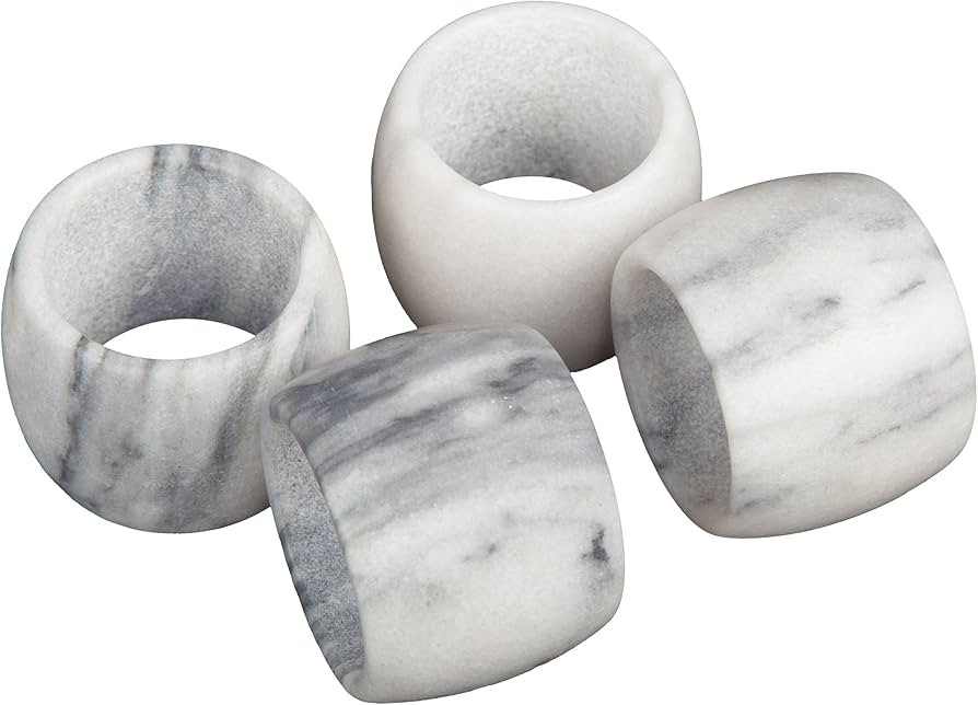 Creative Home Set of 4 Pieces Natural Off-White Marble Napkin Ring Napkin Holder for Party Decora... | Amazon (US)