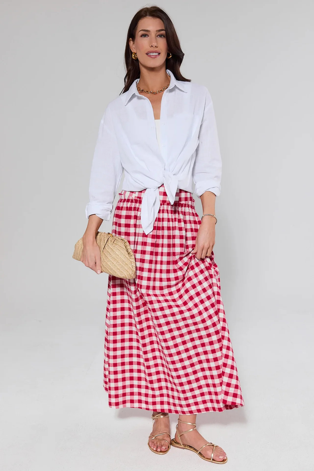 Allie Red Gingham Maxi Skirt | Avara