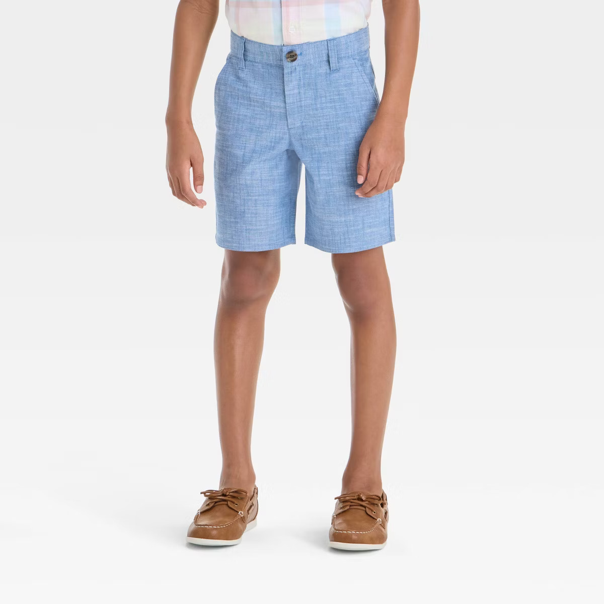 Boys' 'At the Knee' Chambray Flat Front Chino Shorts - Cat & Jack™ Blue | Target