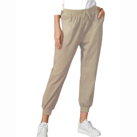 njshnmn Womens Cotton Linen Lounge Pants Cotton Linen Pants Casual Trousers with Pockets | Walmart (US)