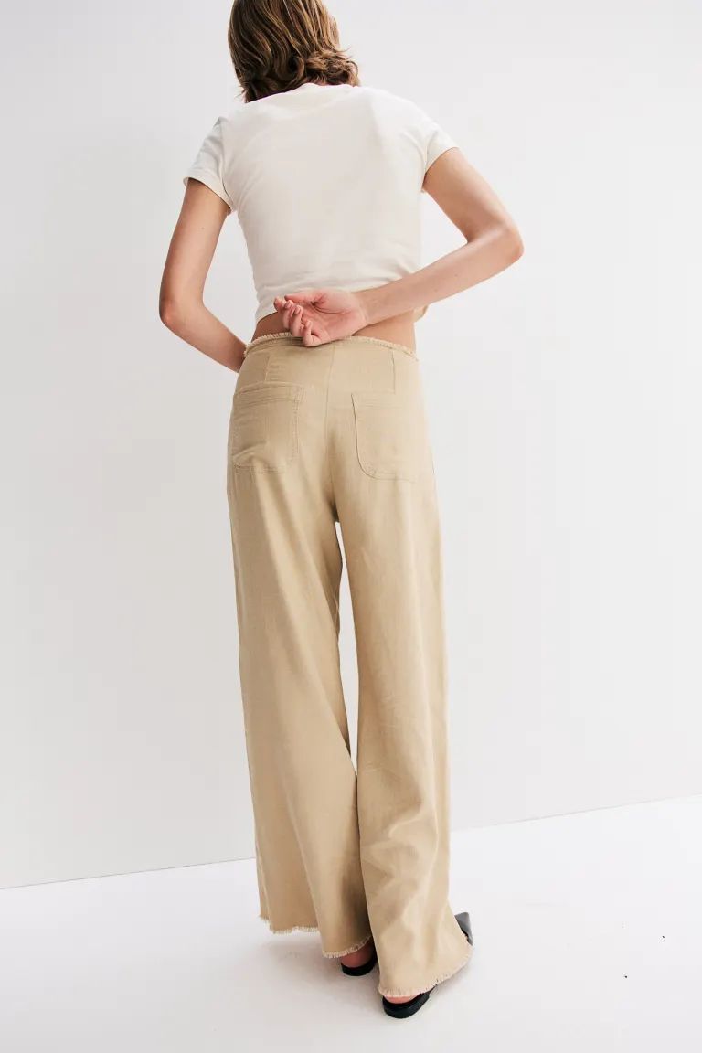 Frayed-edge Linen-blend Pants | H&M (US + CA)