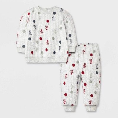 Baby Boys' Disney Mickey Mouse & Friends Ribbed Top and Bottom Set - Gray | Target