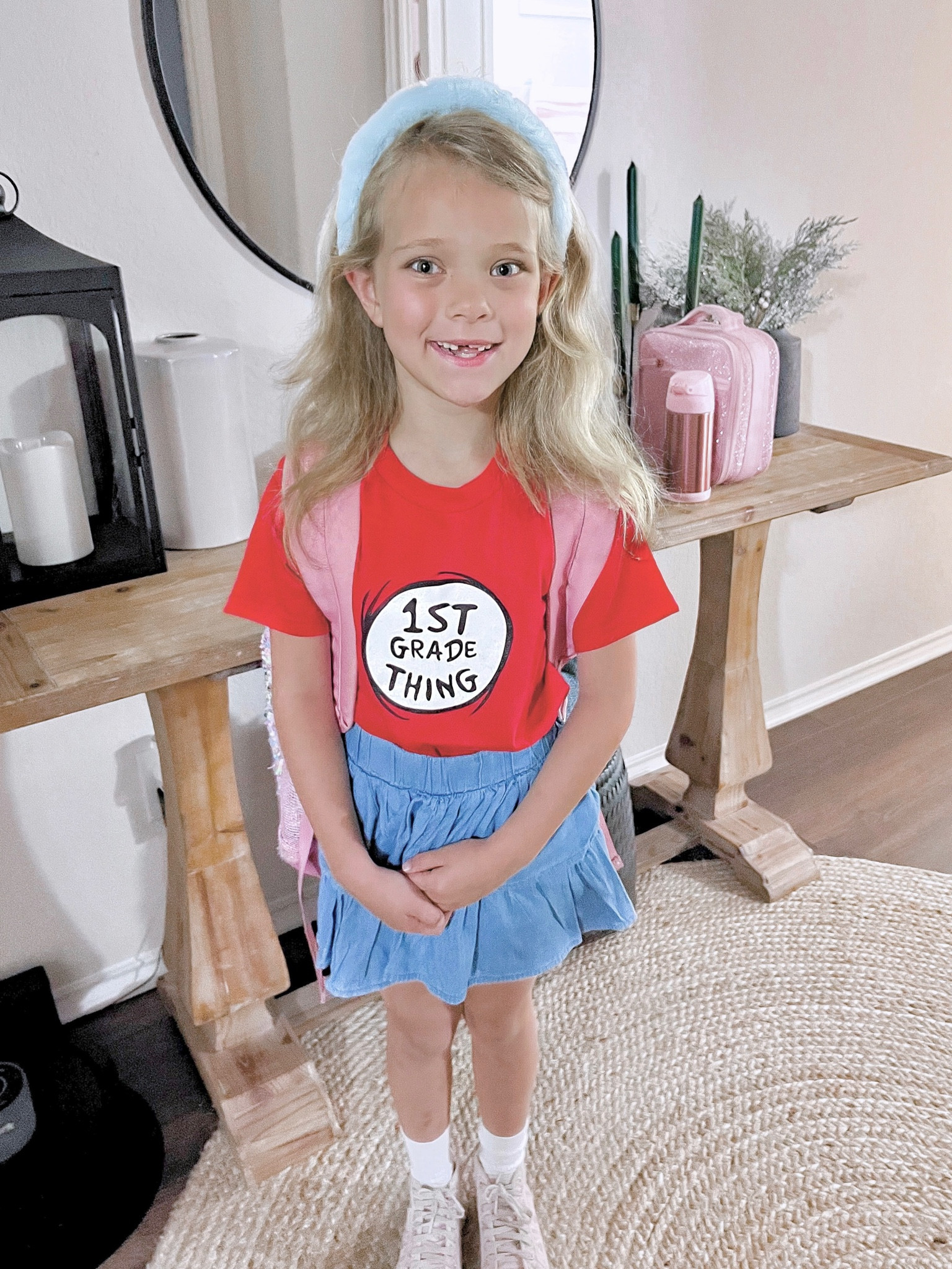 Dr. Seuss Day at school! 
#firstgrade 
#schooloutfits 
#denimskirt 
#potterybarnkids

#LTKfamily #LTKFind #LTKkids