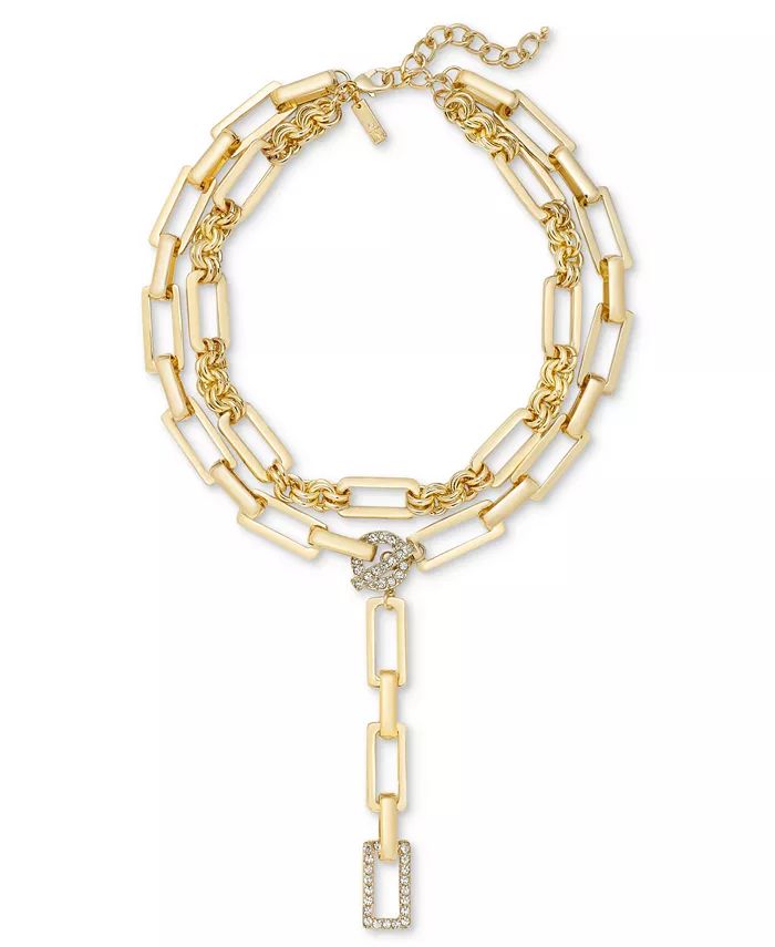 Pavé Link Layered Lariat Necklace, 18" + 3" extender, Created for Macy's | Macy's