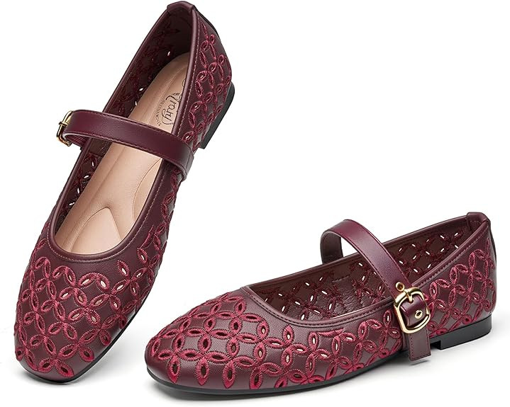 Trary Mary Jane Shoes Women, Hollow Flats for Women, Ballet Flats Shoes Round Toe Mary Jane Flats... | Amazon (US)