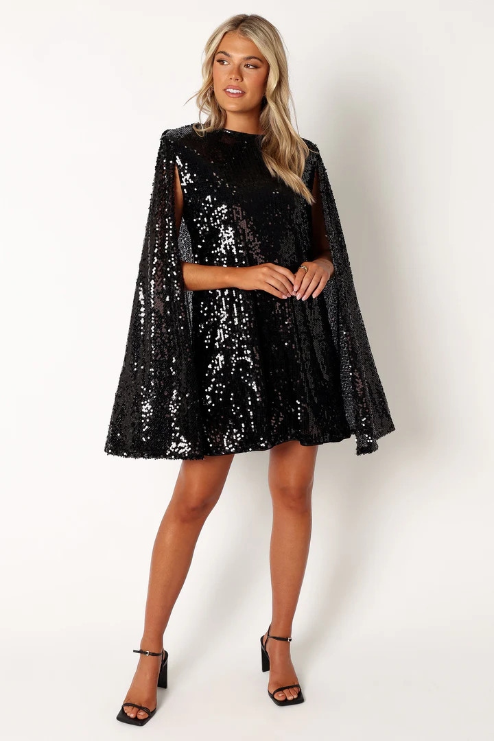 Jemima Mini Dress - Black Sequin | Petal & Pup (AU)