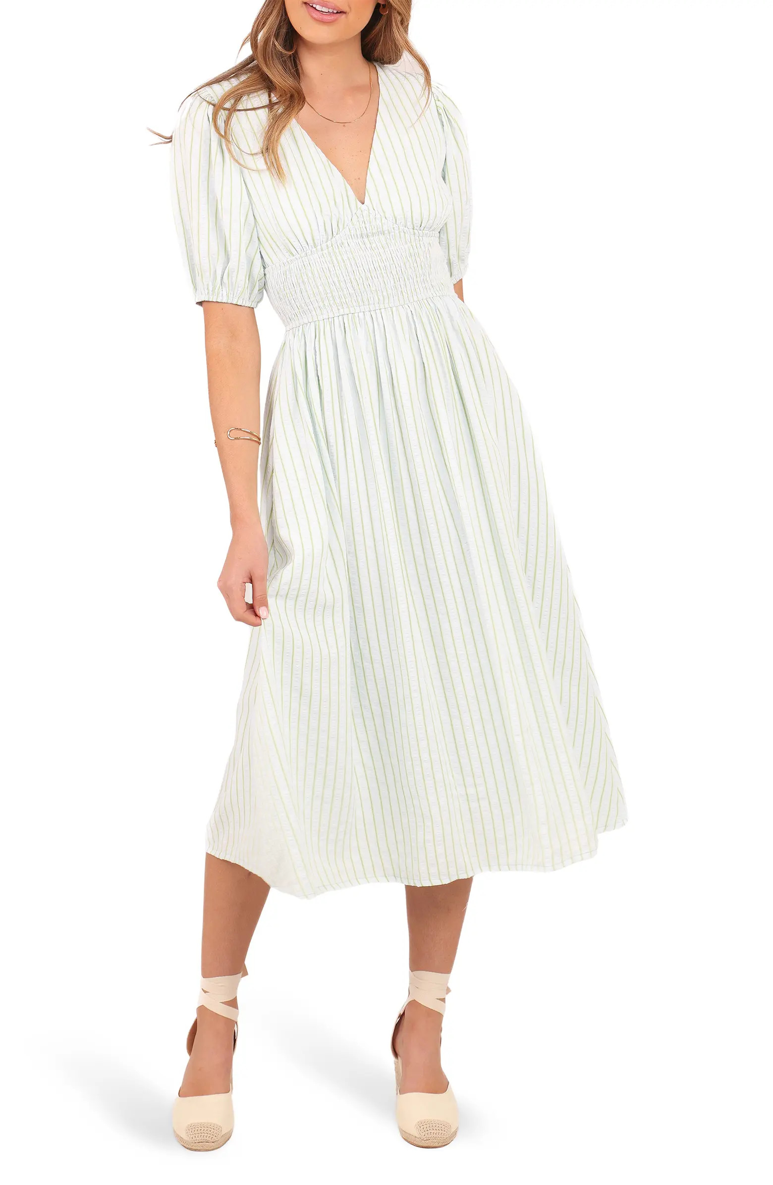 Petal & Pup Ronnie Stripe Short Sleeve Midi Dress | Nordstrom | Nordstrom
