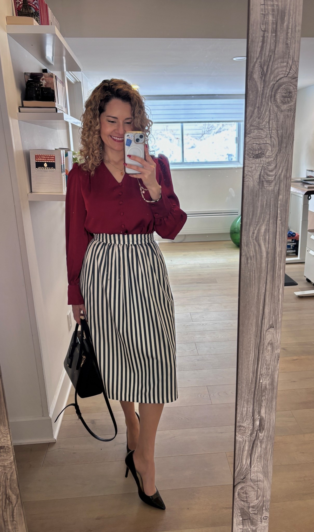 Feminine Office Outfit with Striped Skirt | Elegant Workwear Inspiration

#LTKmodest #LTKcanada #LTKstyletip