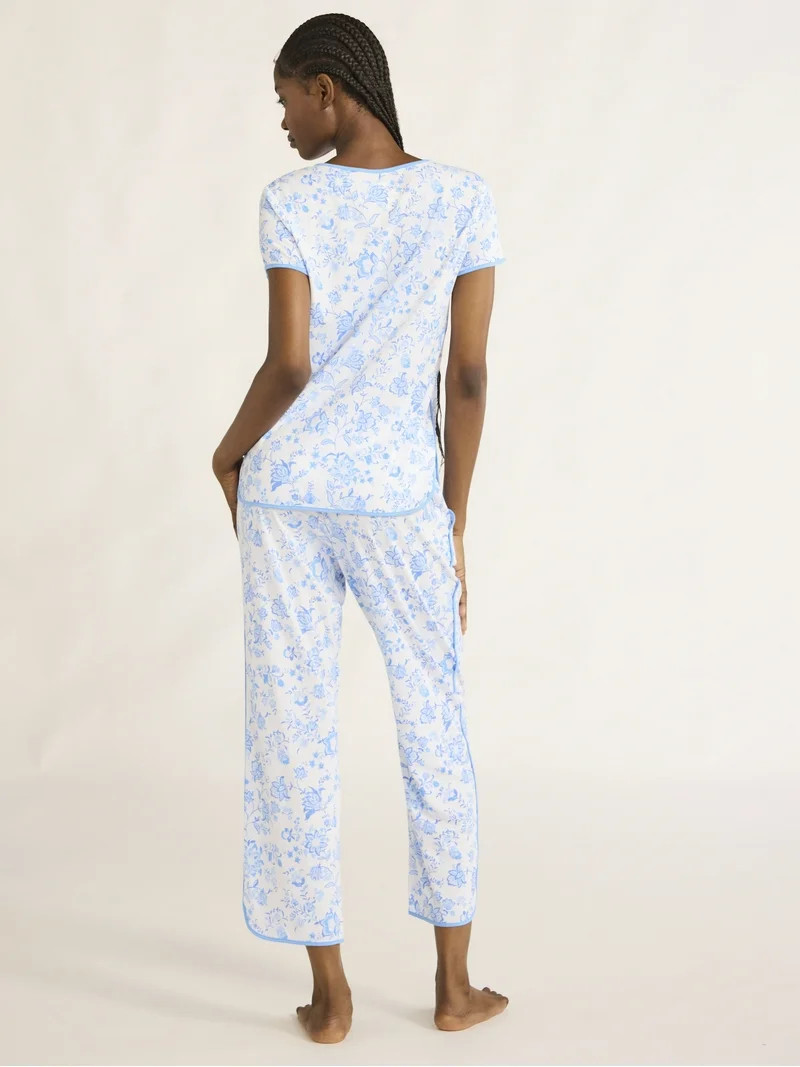 Joyspun Women's and Women’s Plus Lightweight Sleep Tee and Pants Set, 2-Piece, Sizes XS to 3X | Walmart (US)