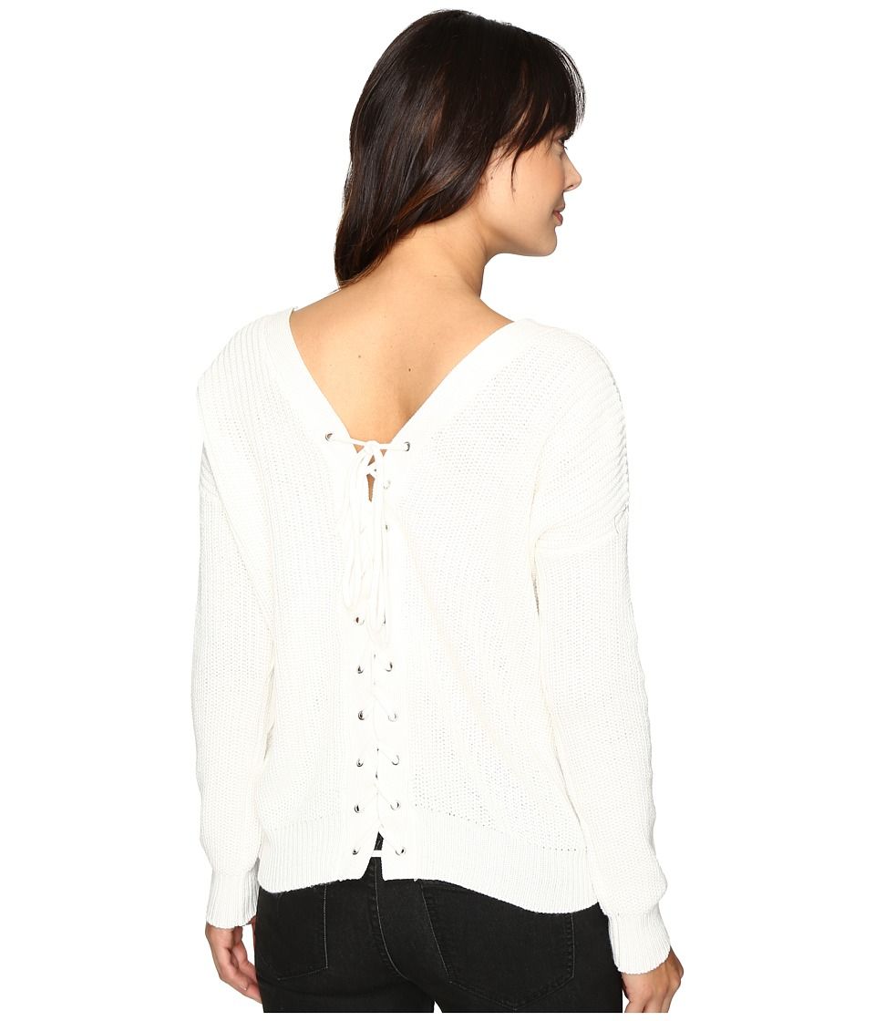 Brigitte Bailey - Francesca Lace-Up Long Sleeve Sweater (White) Women's Sweater | Zappos