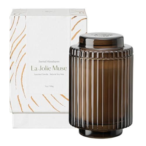 LA JOLIE MUSE Sandalwood Candles, Scented Candles for Home, Candle Gifts for Women & Men, Glass Jar Candle, 40 Hours Burning Time, Santal Himalayen, 7oz | Amazon (US)