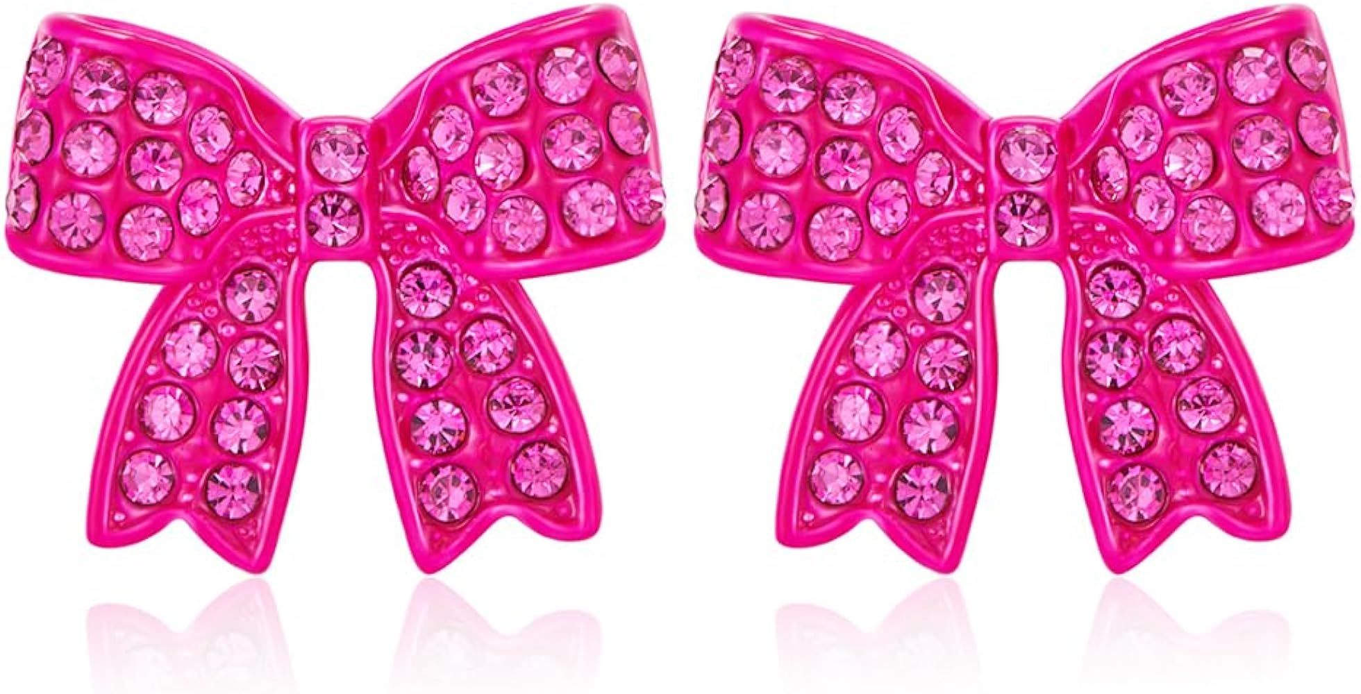 FAUTHENTICUTE Small Stud Earrings For Women Pink And Blue Bow Earrings Butterfly Stud Earrings | Amazon (US)