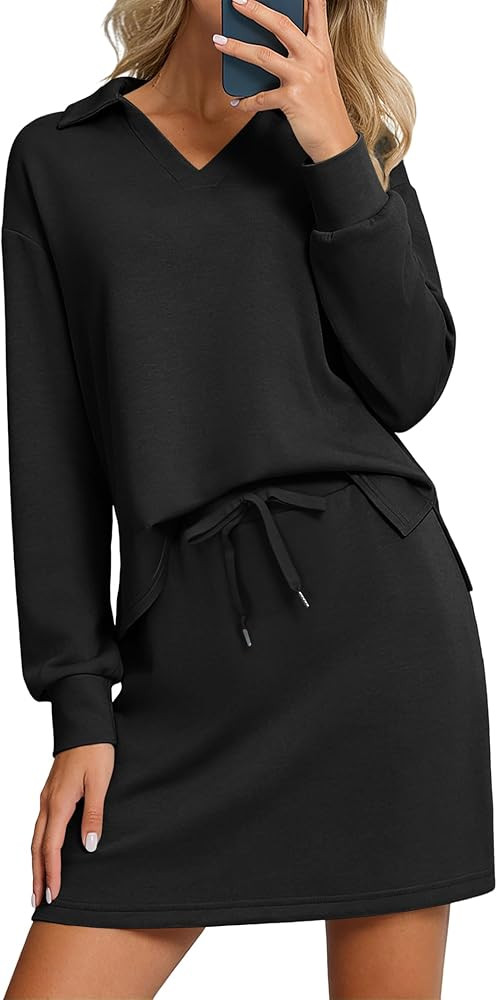 Casly Lamiit Two Piece Sets for Women 2024 Casual Tracksuit Sweatshirt Skorts Matching Set Lounge... | Amazon (US)