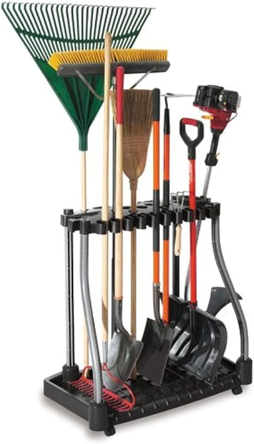 Rubbermaid Garage Tool Tower Rack, Easy to Assemble, Wheeled, Organizes up to 40 Long-Handled Too... | Amazon (US)