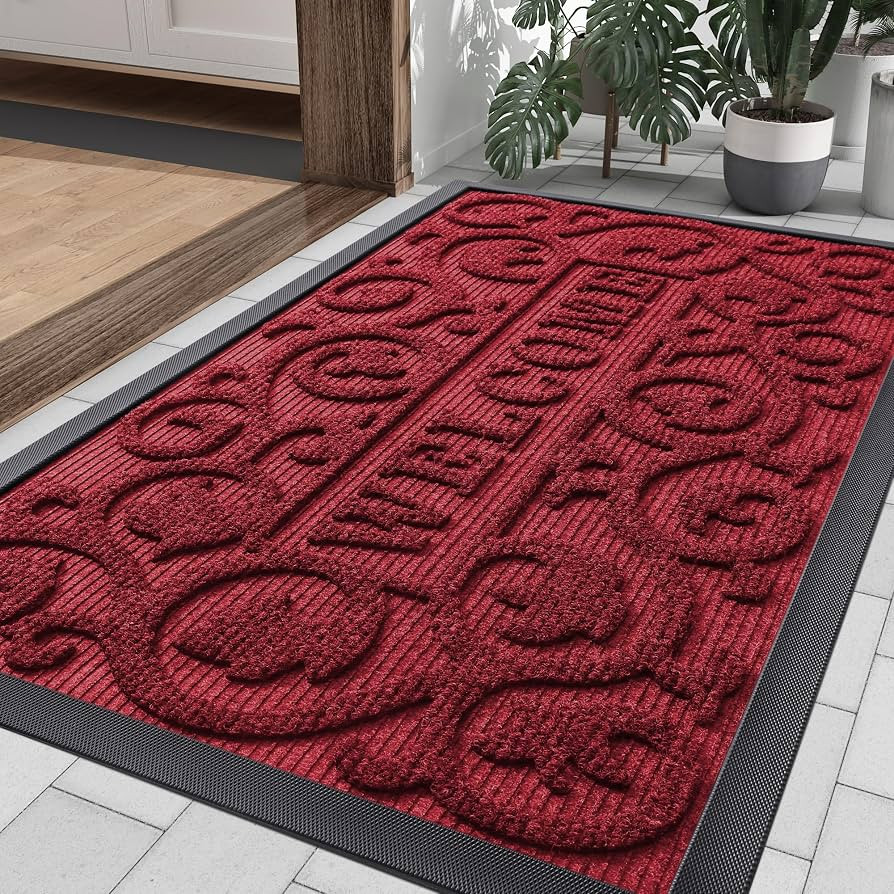 Smiry Front Door Mat Outside Entrance, Low Profile Rubber Doormat, 35x23 | Amazon (US)