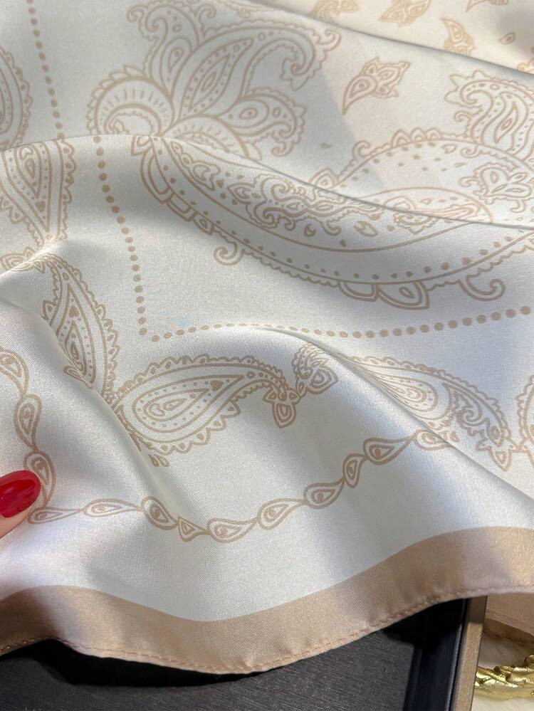 1pc Women Silky Paisley Floral Print 70cm Square Scarf, Versatile Bandana, Waist Tie, Hair Accessory, Fashion Neckerchief | SHEIN